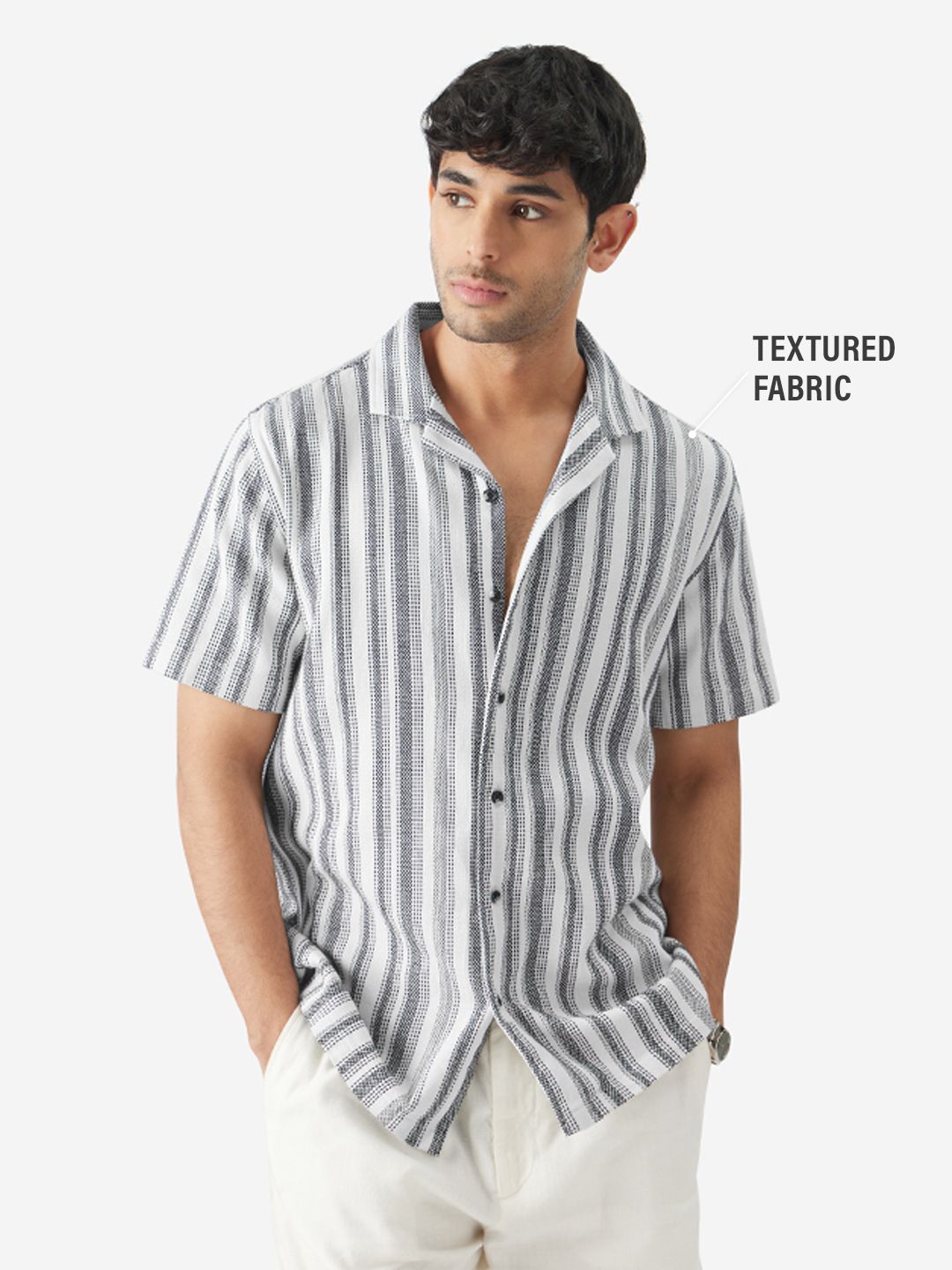 TSS Originals: Monochrome Stripes Men Textured Shirts