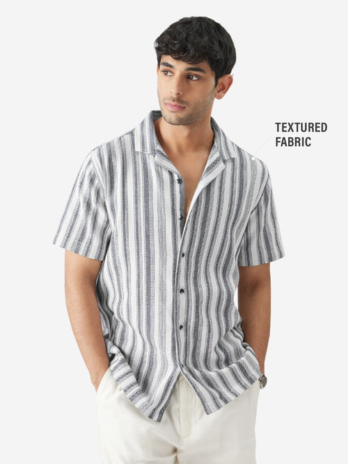 TSS Originals: Monochrome Stripes Men Textured Shirts