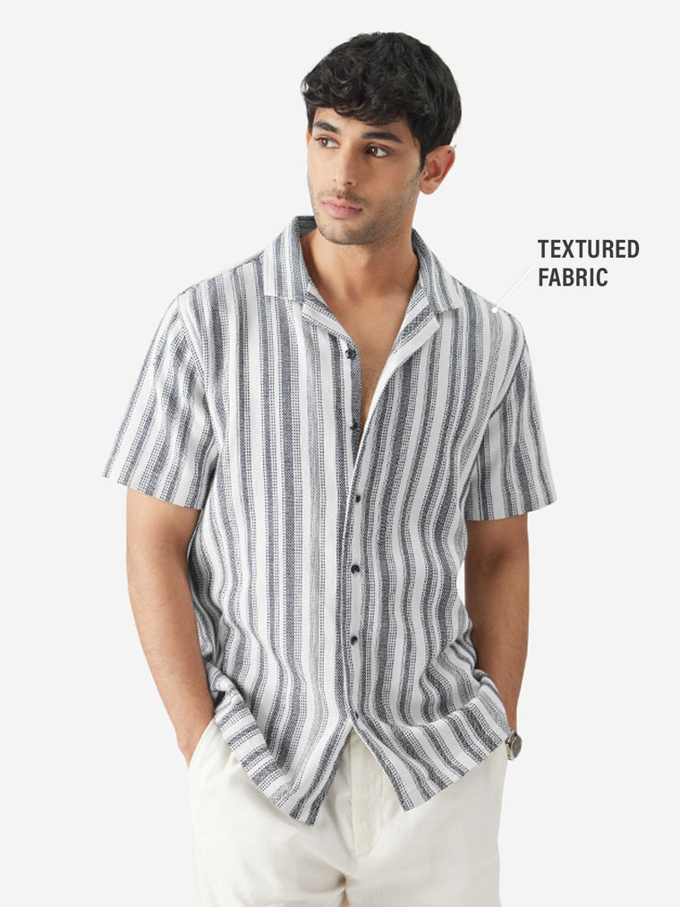 TSS Originals: Monochrome Stripes Men Textured Shirts
