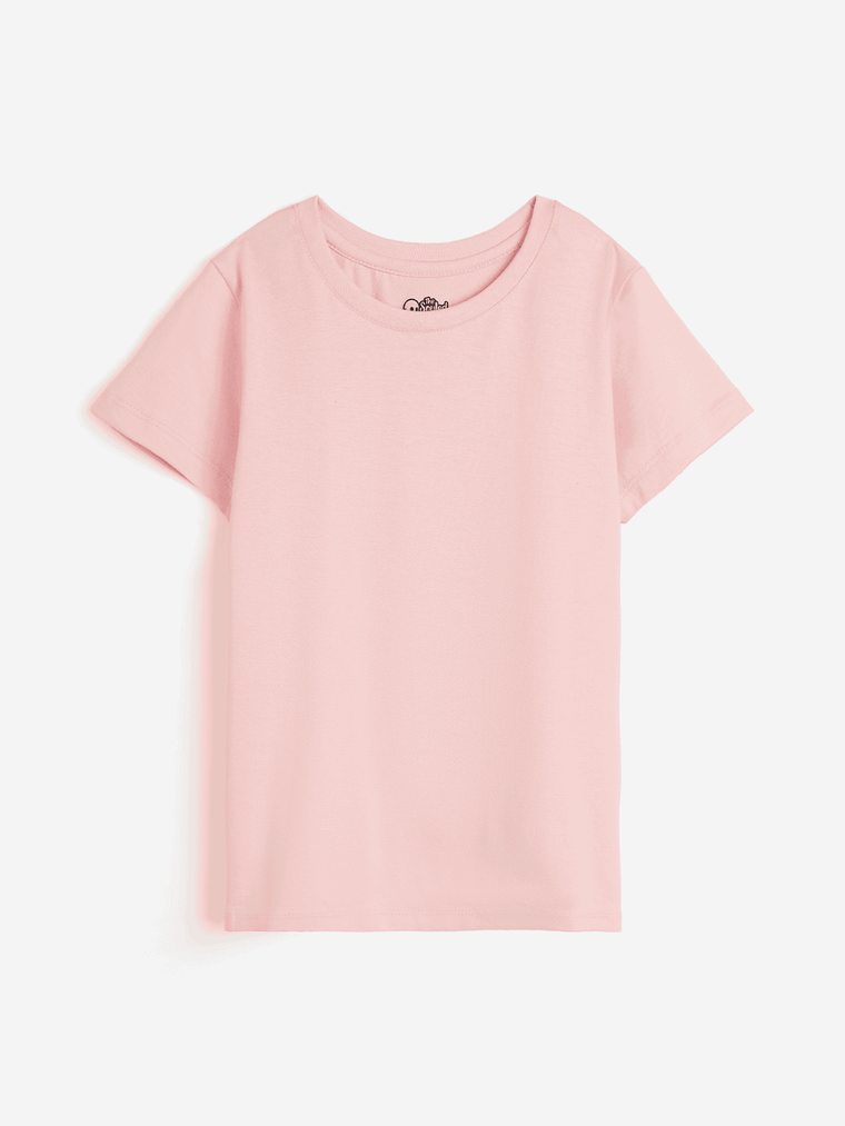 Solids: Peach Girls Cotton T-Shirts (2-8 Yrs)