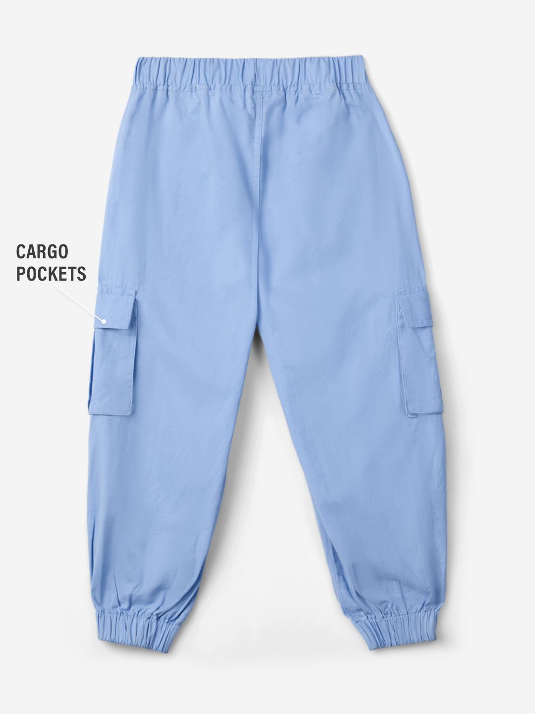 Solids: Sky Blue Girls Cotton Joggers (2-8 Yrs)