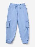 Solids: Sky Blue Girls Cotton Joggers (2-8 Yrs)