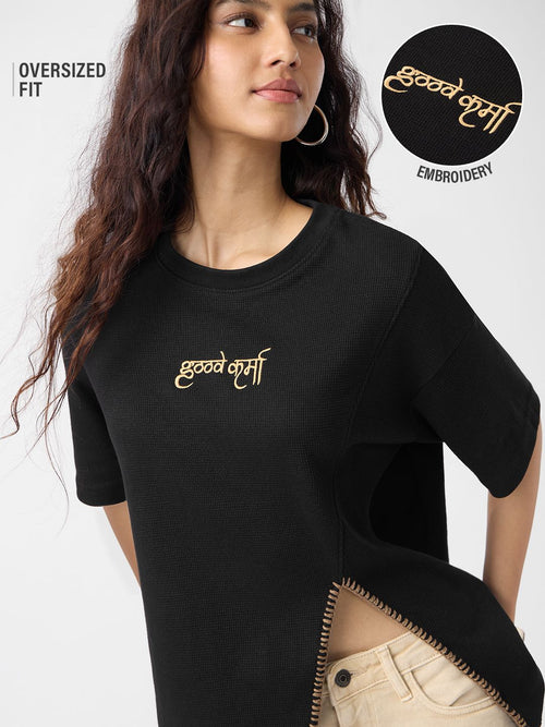 Slit T-Shirt: Karma Women Oversized T-Shirts