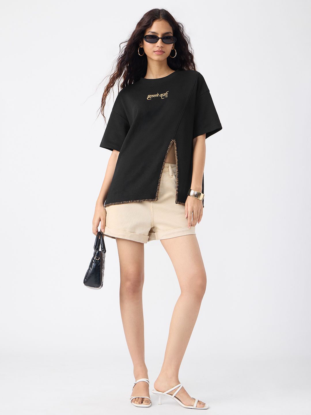 Slit T-Shirt: Karma Women Oversized T-Shirts