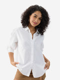 Cotton Linen Shirt: White Women Oversized Shirts