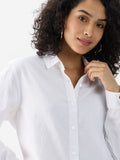 Cotton Linen Shirt: White Women Oversized Shirts