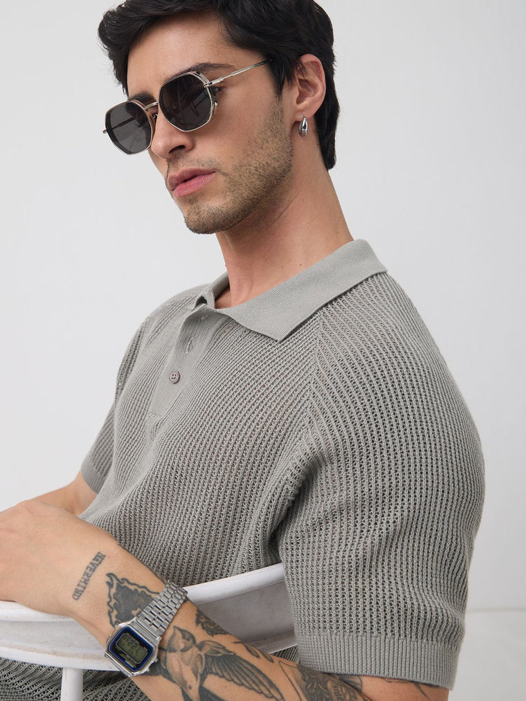 Open Knit: Slate Classic Polos