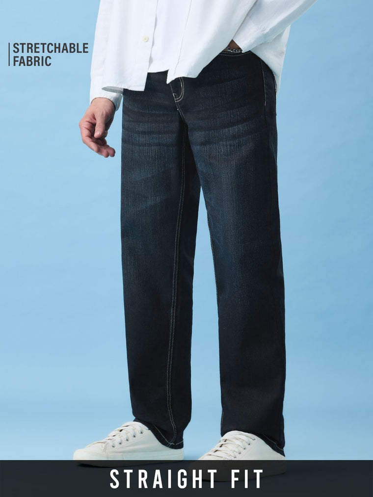 Straight-Fit Denim: Urban Blue Men Straight Fit Jeans