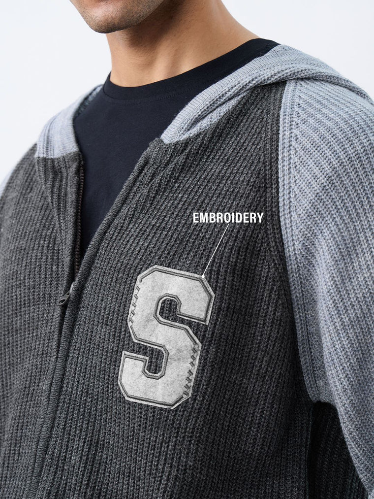 Hooded Sweater: Charcoal Oversized Pullovers