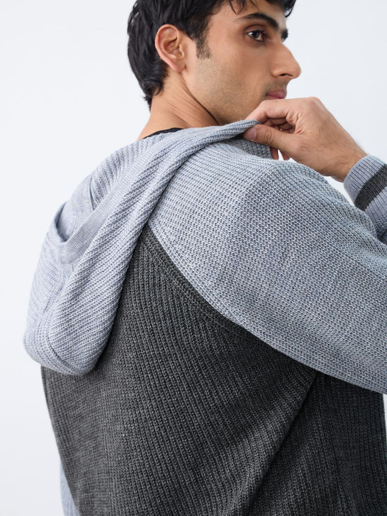 Hooded Sweater: Charcoal Oversized Pullovers