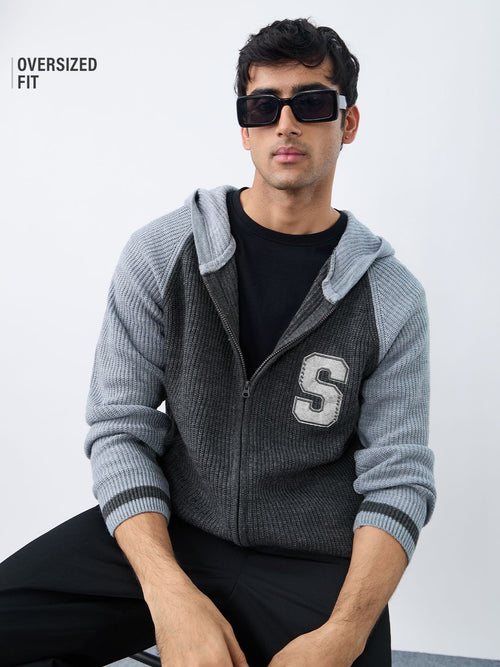 Hooded Sweater: Charcoal Oversized Pullovers