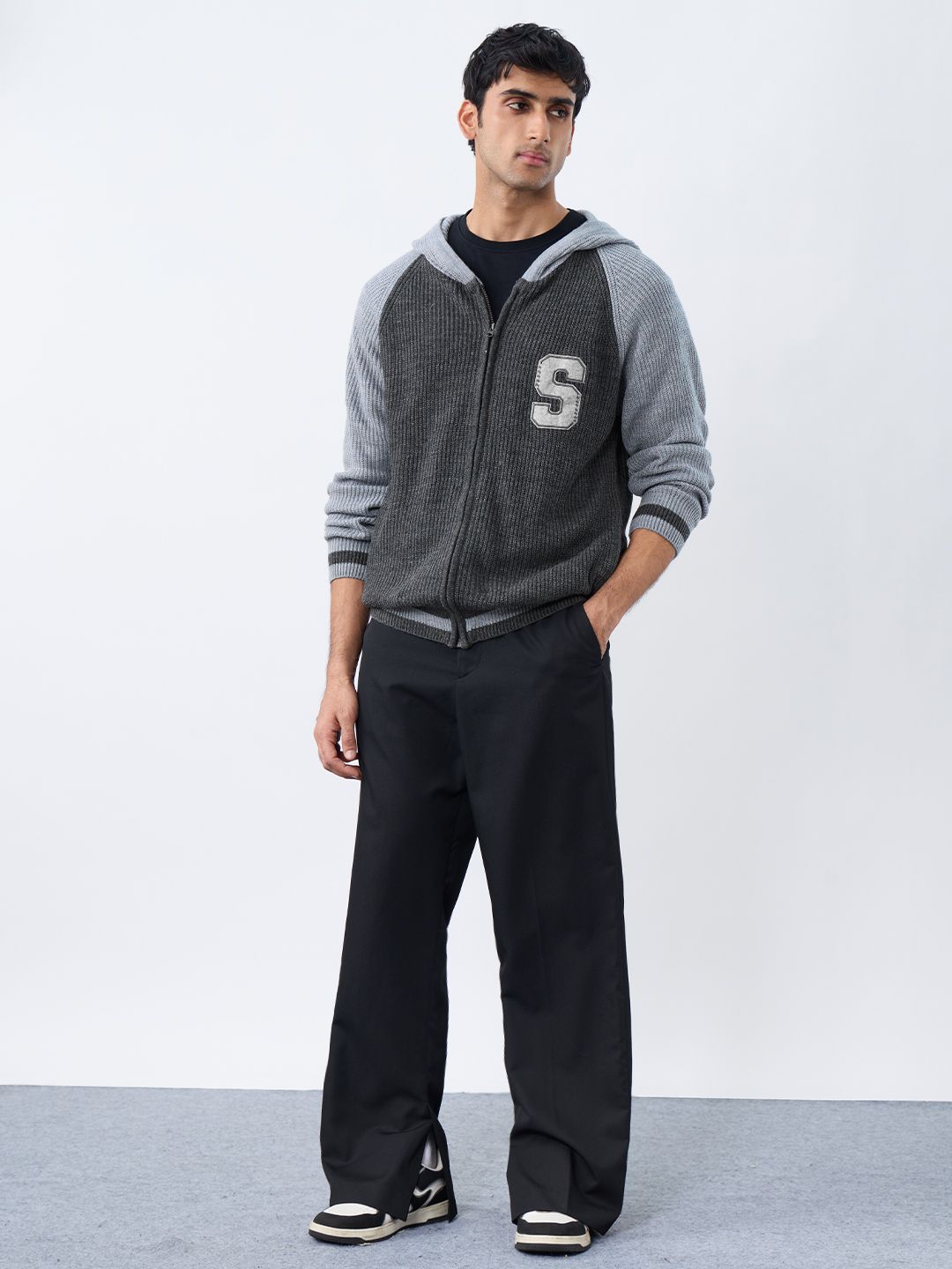 Hooded Sweater: Charcoal Oversized Pullovers