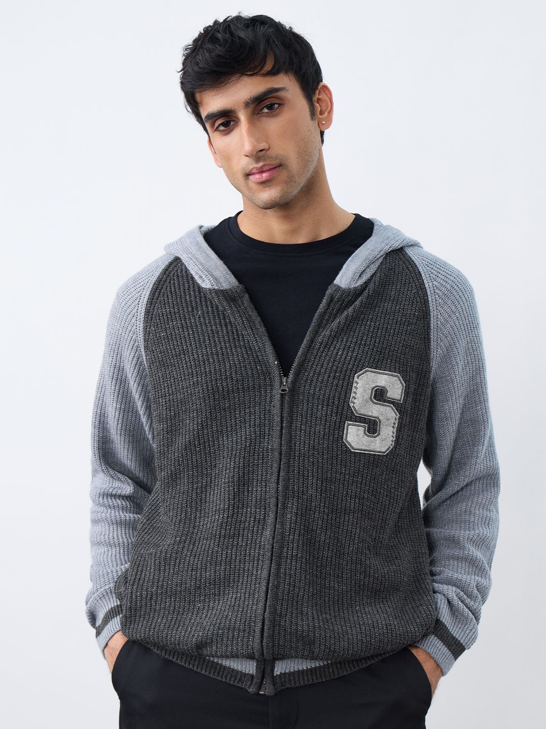 Hooded Sweater: Charcoal Oversized Pullovers