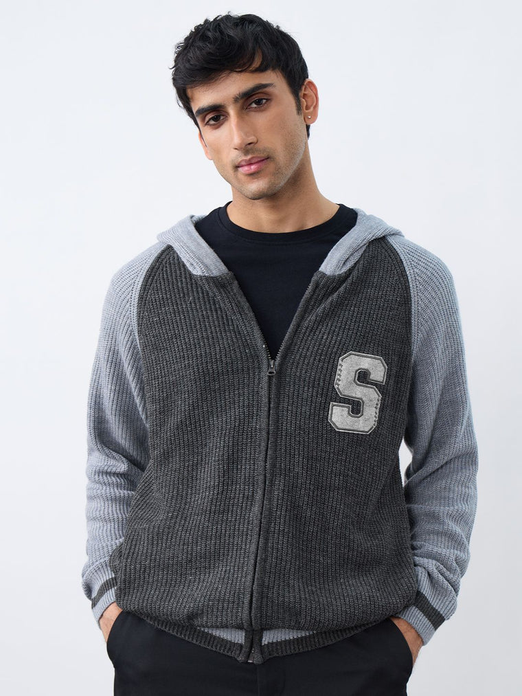 Hooded Sweater: Charcoal Oversized Pullovers