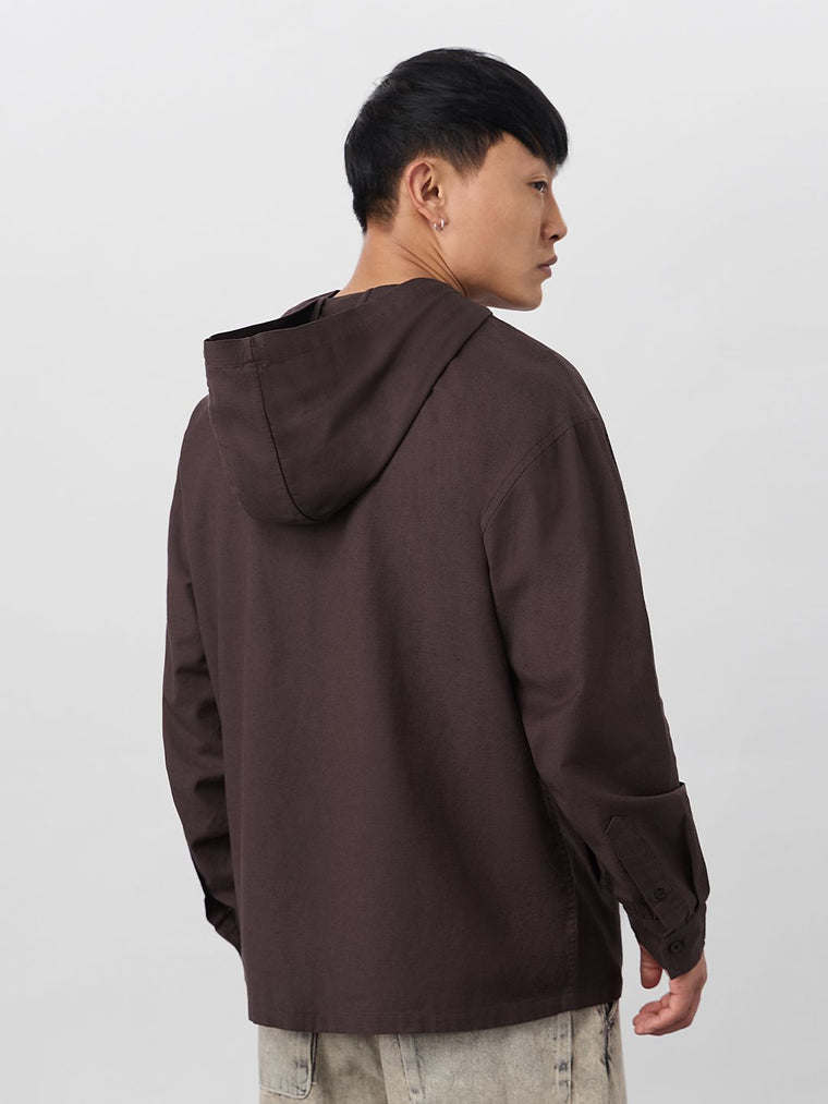 Cotton Linen Hoodie: Cocoa Overshirts
