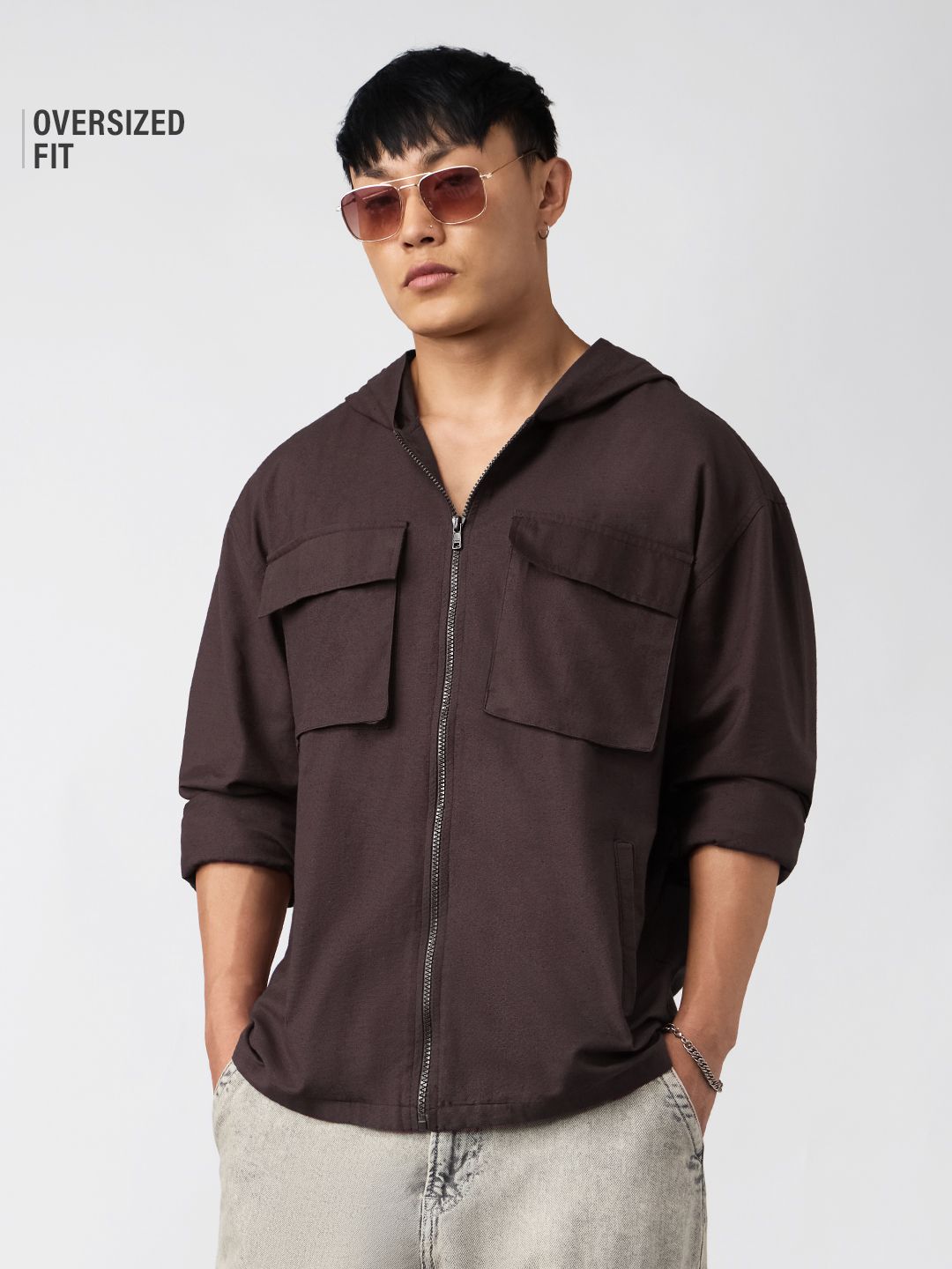 Cotton Linen Hoodie: Cocoa Overshirts