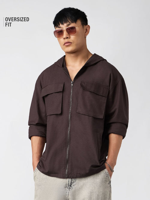 Cotton Linen Hoodie: Cocoa Overshirts
