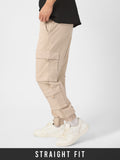 Solids: Champagne Beige Men Cargo Joggers