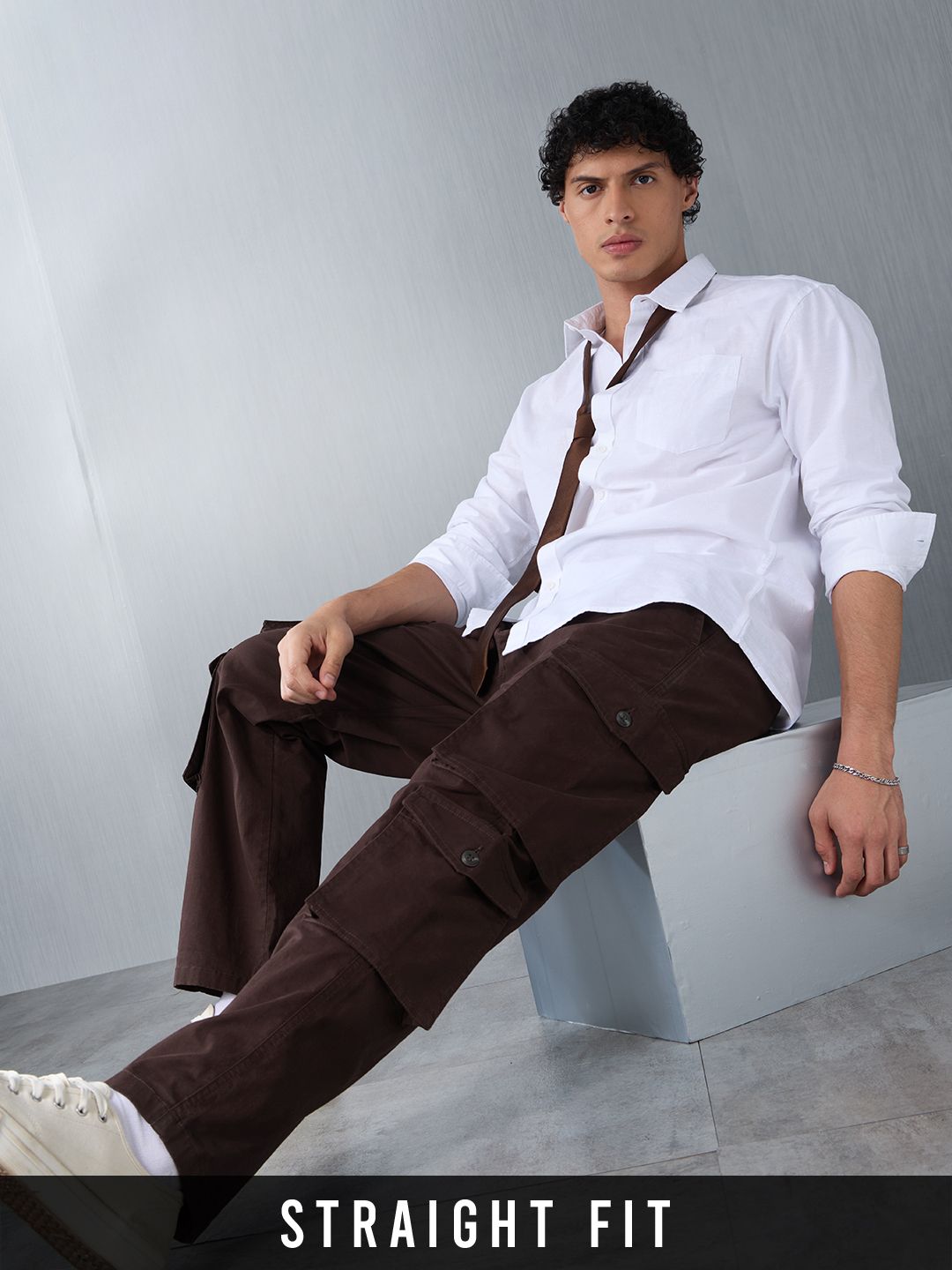 Solids: Rich Brown Men Cargo Pants