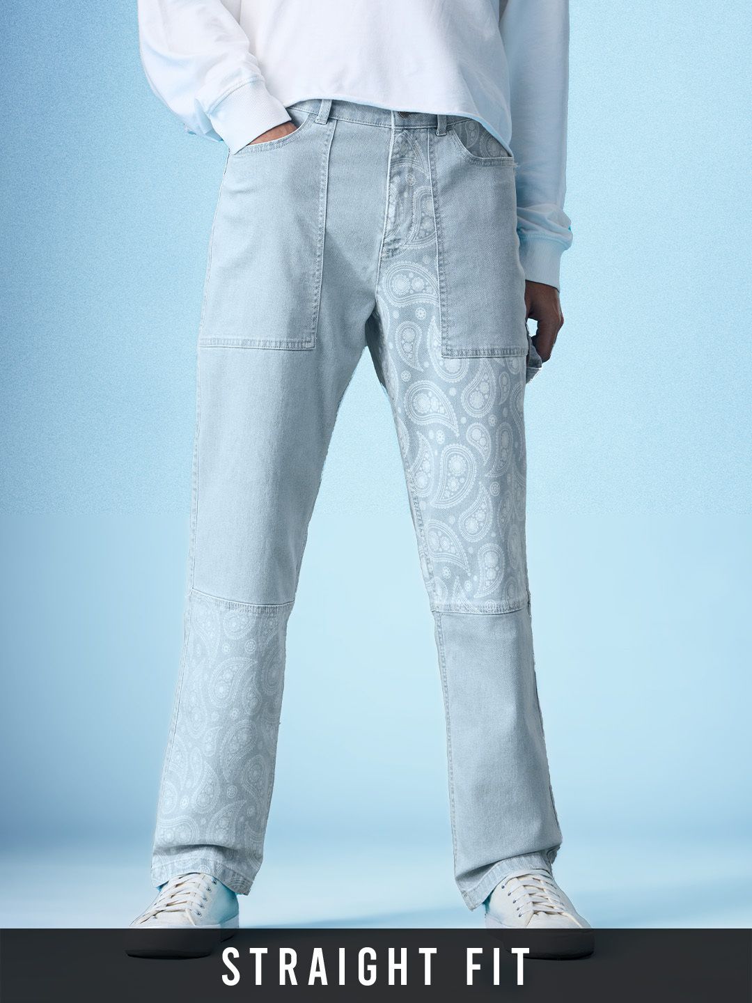 Denim: Air Blue (Straight Fit) Men Straight Fit Jeans