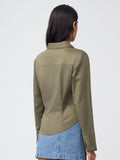 Corset Shirt: Olive Women Fitted Shirts