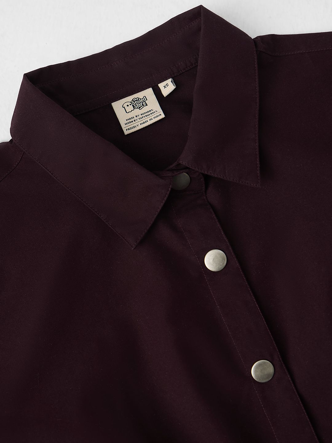 Cropped Shirt: Plum Berry Women Cropped Shirts
