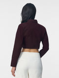 Cropped Shirt: Plum Berry Women Cropped Shirts