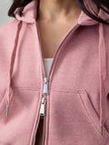 Two-way Zipper Hoodie: Heather Women Cropped Zipper Hoodies