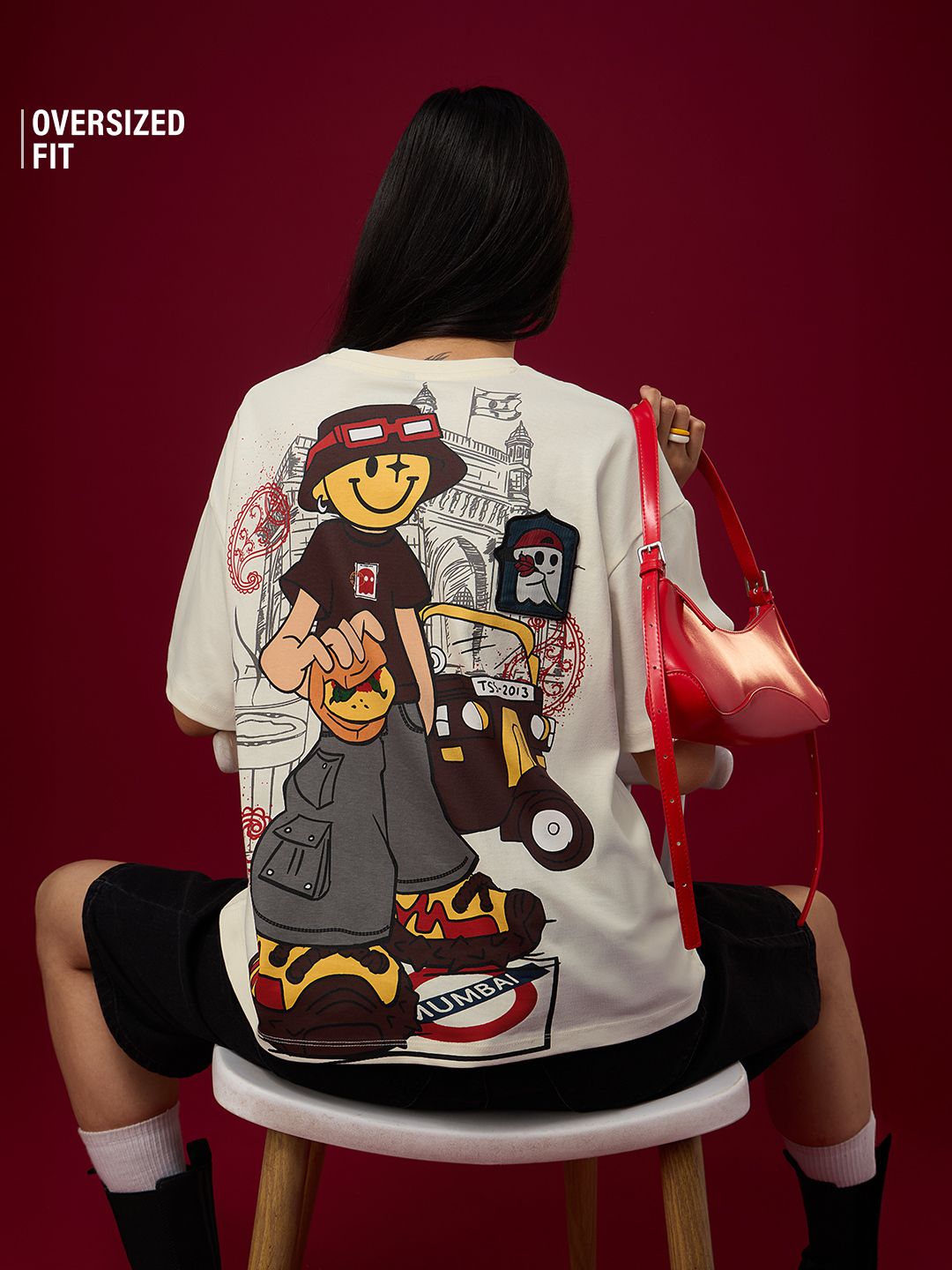 S.W.SMILEY: Desi Smiley Women Oversized T-Shirts