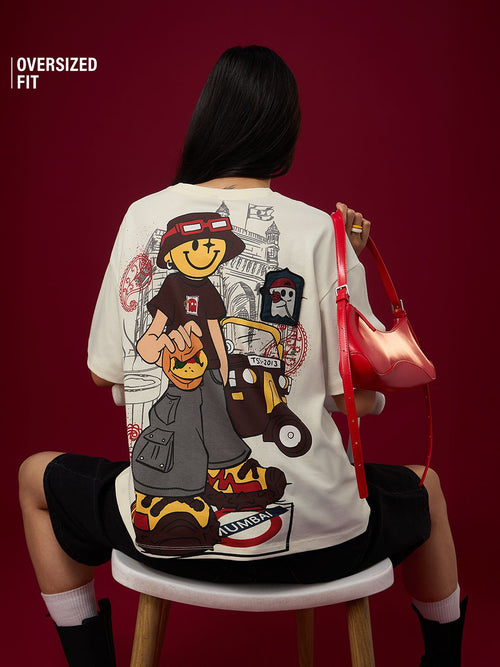 S.W.SMILEY: Desi Smiley Women Oversized T-Shirts