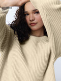 Knitted Sweater: Sandstone Women Oversized Sweaters