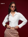 Cropped Shirt: Ivory Women Cropped Shirts