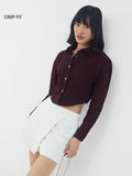 Cropped Shirt: Plum Berry Women Cropped Shirts
