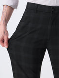 Men's Classic Fit Pants: Black Checks Men Super Flex Pants