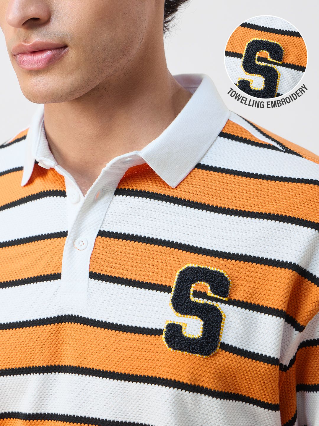 Popcorn Stripes: Varsity Blaze Men Rugby Polos