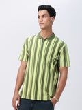 Stripes: Green, Black Zipper Polos