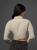 Cropped Shirt: Macadamia Women Cropped Shirts