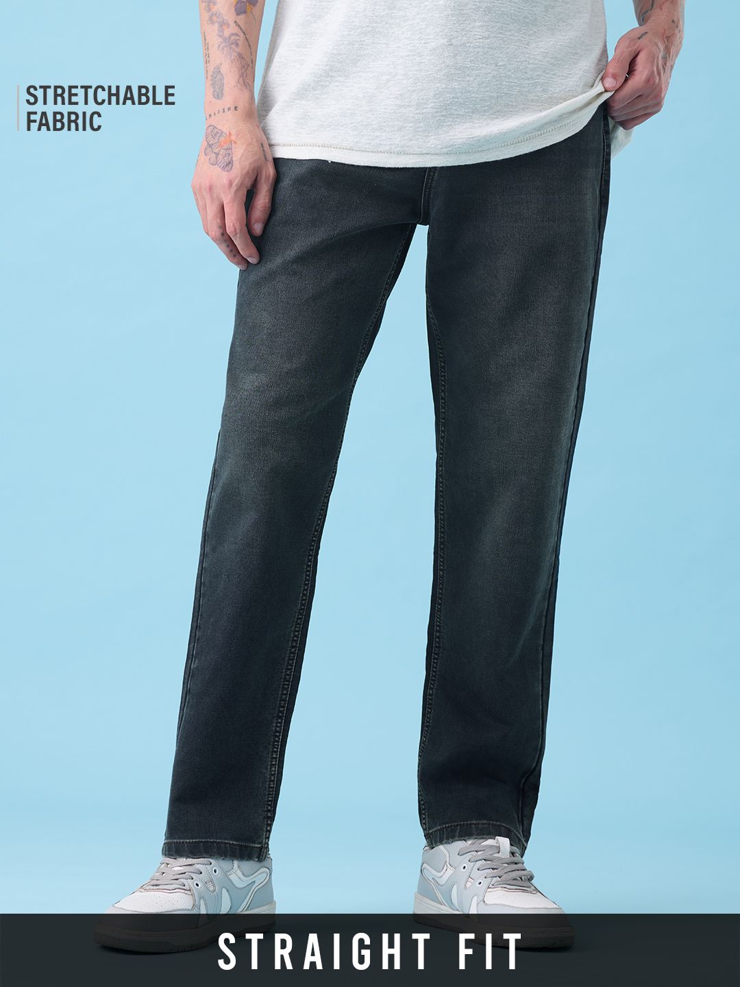 Straight Fit Denim: Ocean Depth Men Straight Fit Jeans