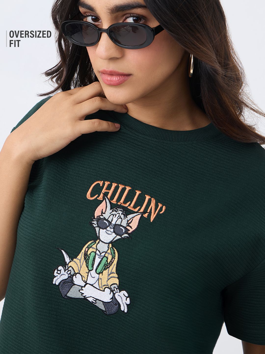 Textured Tshirt: Tom Chillin' Time Women Oversized T-Shirts