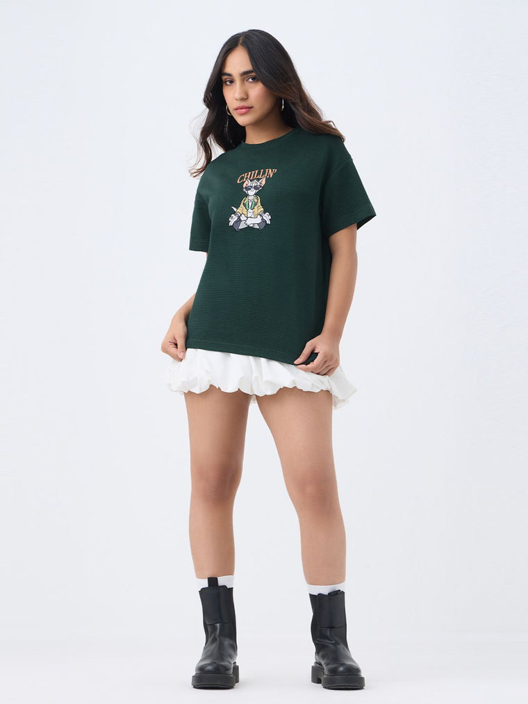 Textured Tshirt: Tom Chillin' Time Women Oversized T-Shirts