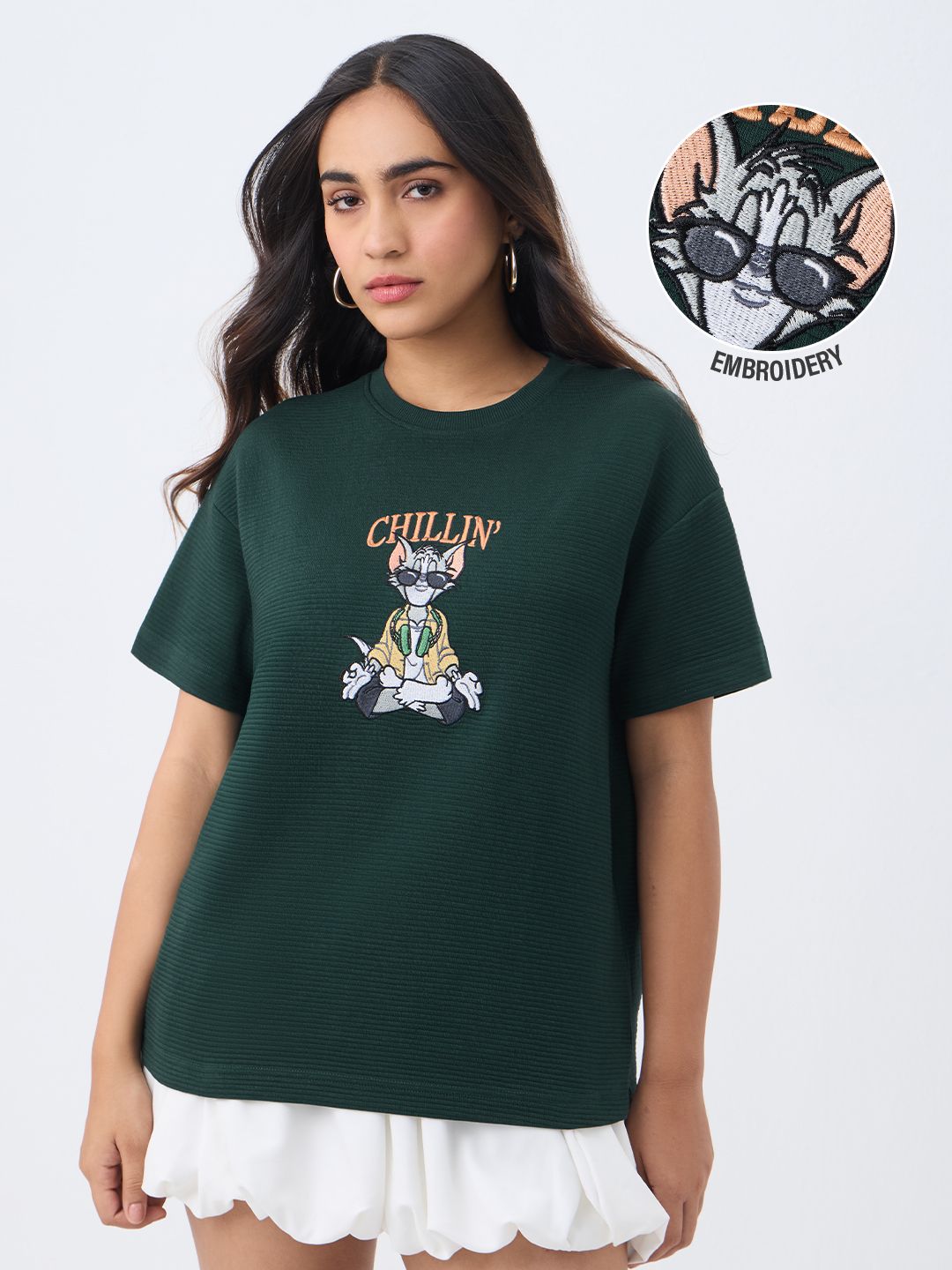 Textured Tshirt: Tom Chillin' Time Women Oversized T-Shirts