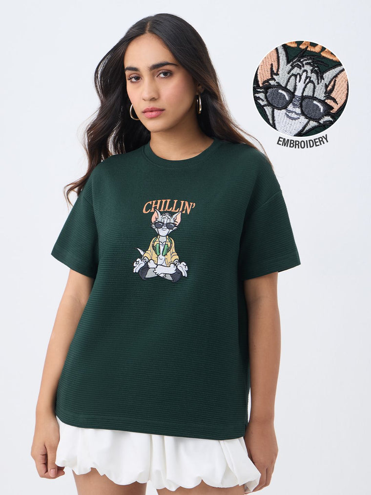 Textured Tshirt: Tom Chillin' Time Women Oversized T-Shirts