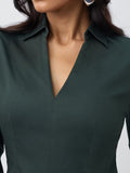 Corset Shirt: Teal Blue Women Fitted Shirts