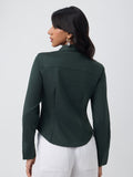 Corset Shirt: Teal Blue Women Fitted Shirts