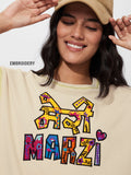 Textured T-shirt: Meri Marzi Women Oversized T-Shirts
