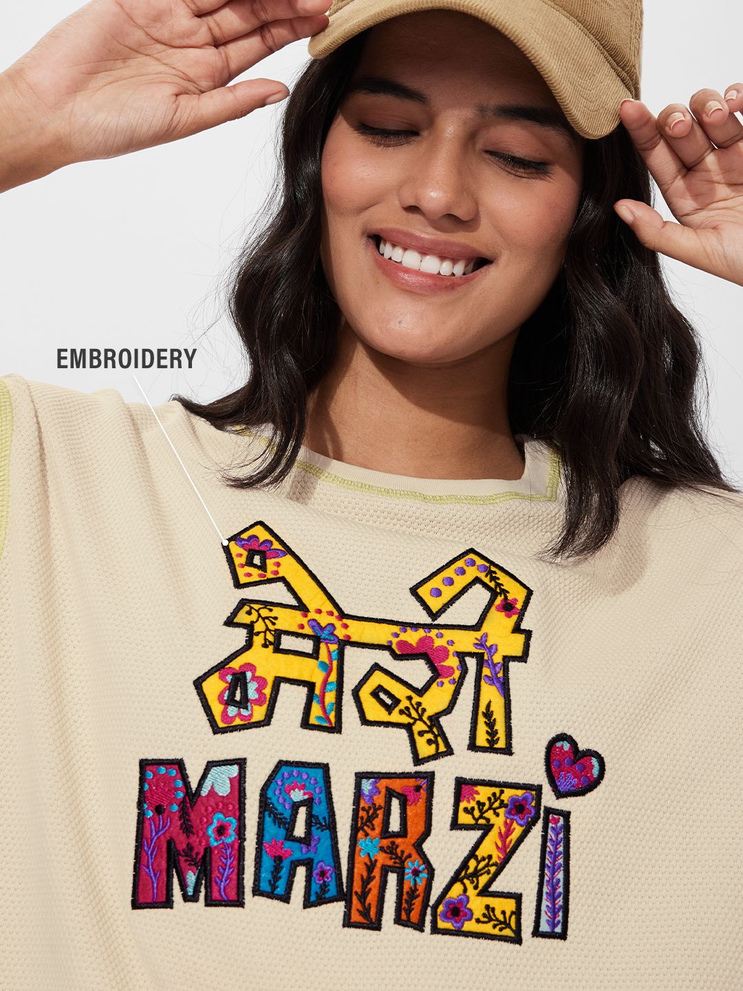 Textured T-shirt: Meri Marzi Women Oversized T-Shirts