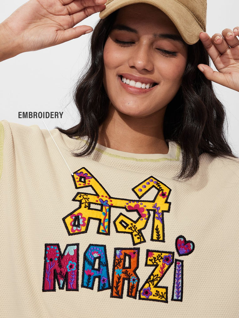 Textured T-shirt: Meri Marzi Women Oversized T-Shirts