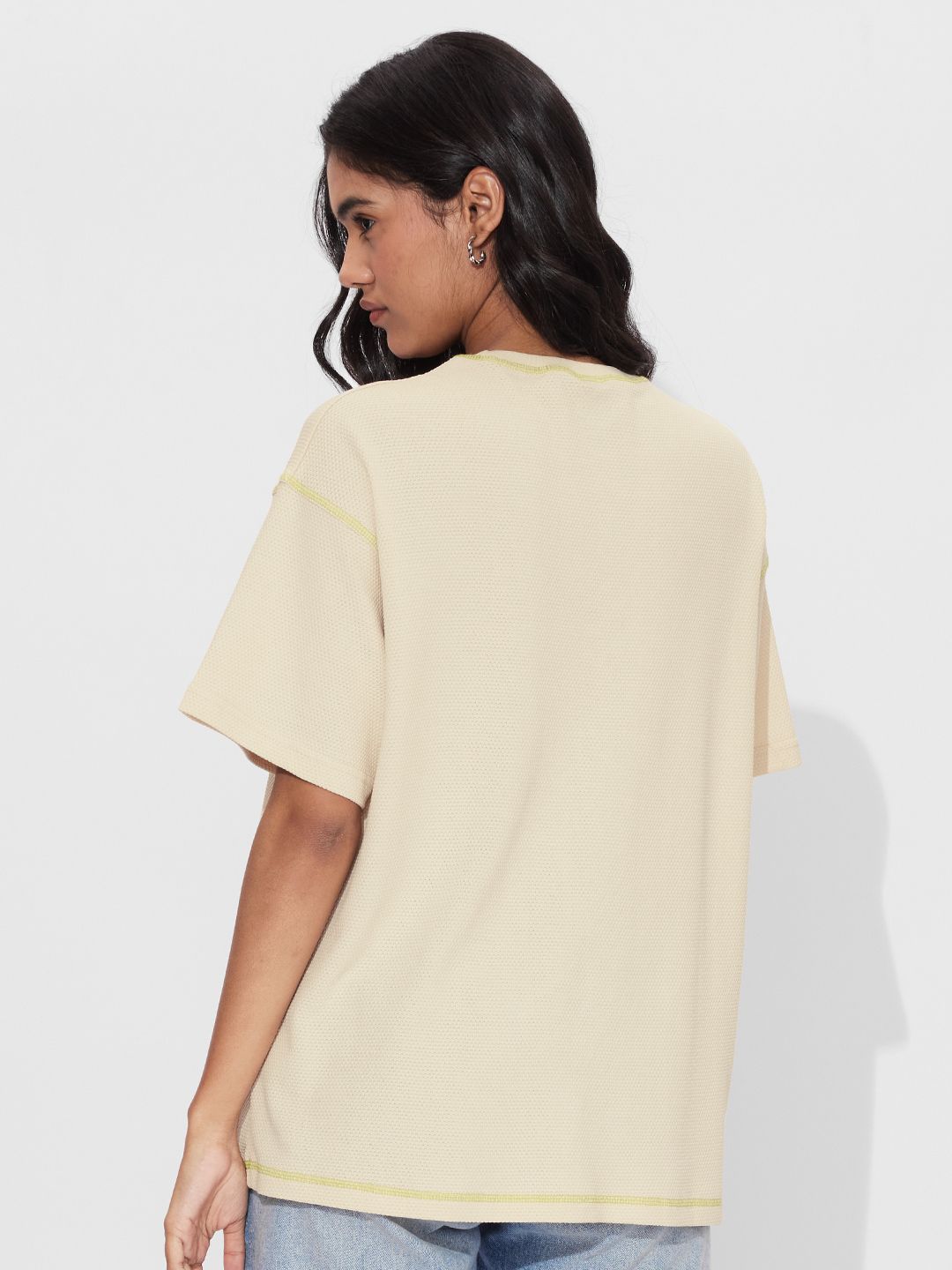 Textured T-shirt: Meri Marzi Women Oversized T-Shirts