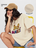Textured T-shirt: Meri Marzi Women Oversized T-Shirts