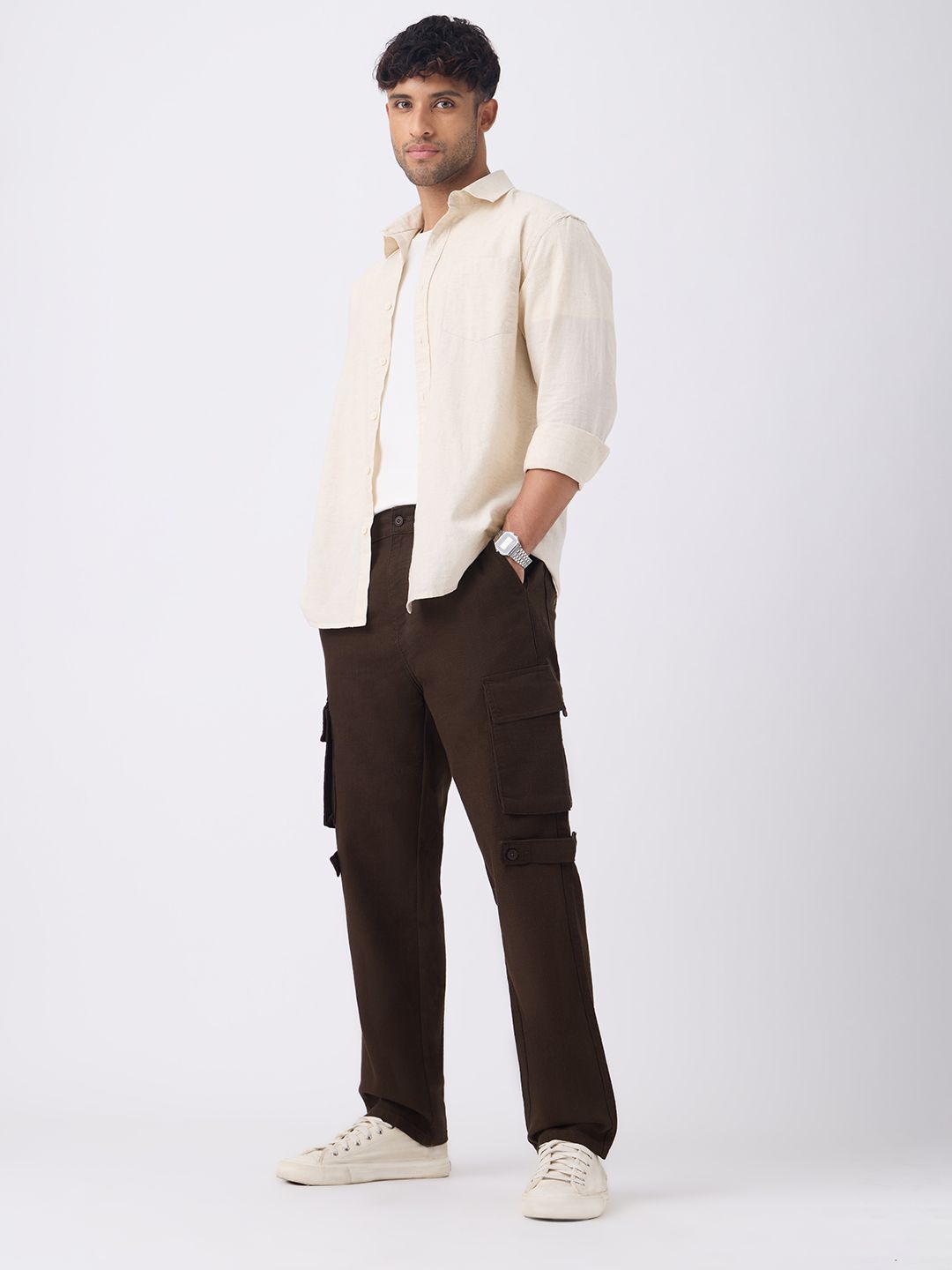 Textured Cargo Pants: Cocoa Men Cargo Pants